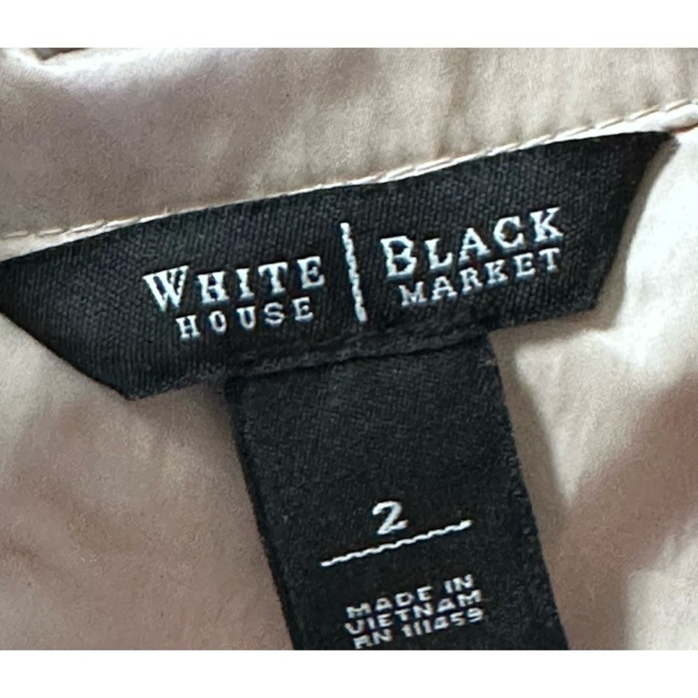 White House Black Market Military Jacket Womens 2 Beige Peplum - Picture 8 of 10